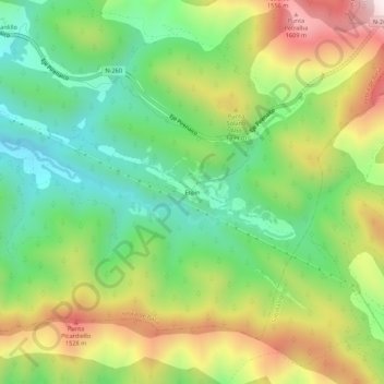 Mappa topografica Espín, altitudine, rilievo