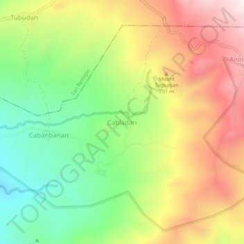 Mappa topografica Cabladan, altitudine, rilievo