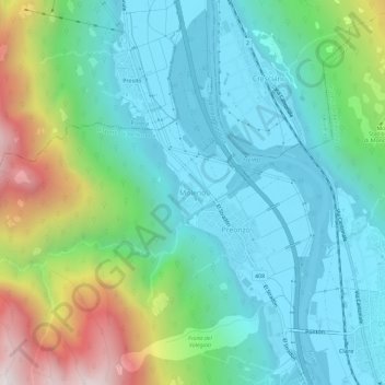 Mappa topografica Moleno, altitudine, rilievo