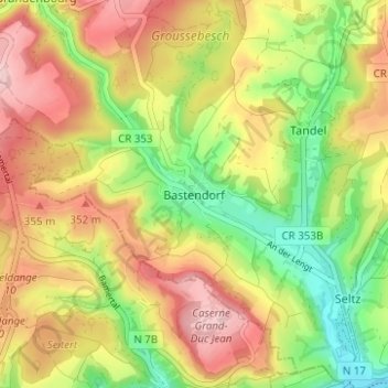 Mappa topografica Bastendorf, altitudine, rilievo