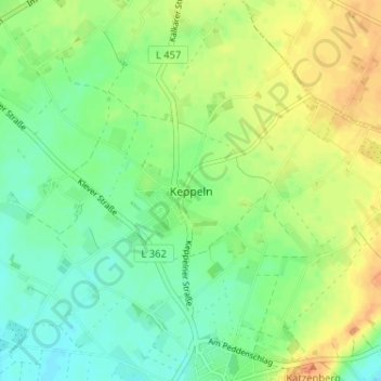 Mappa topografica Keppeln, altitudine, rilievo