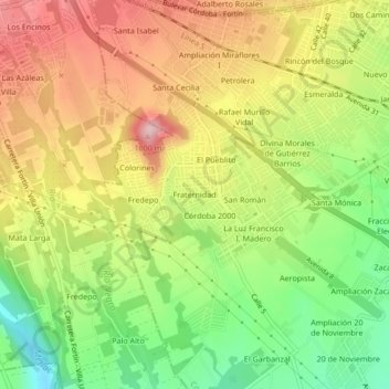 Mappa topografica Fraternidad, altitudine, rilievo