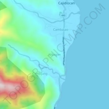 Mappa topografica Alibagon, altitudine, rilievo