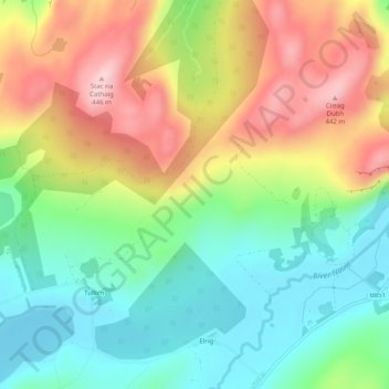Mappa topografica Highlands, altitudine, rilievo