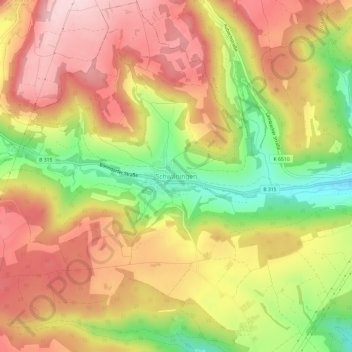 Mappa topografica Schwaningen, altitudine, rilievo