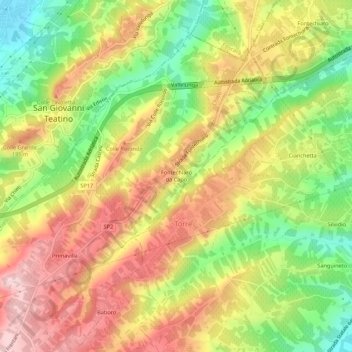 Mappa topografica Fontechiaro da Capo, altitudine, rilievo