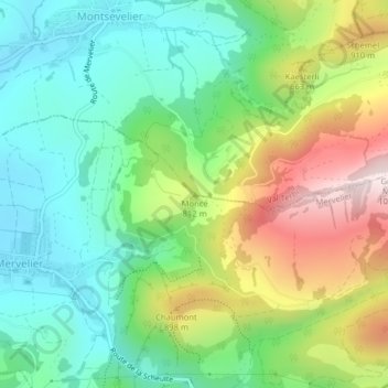 Mappa topografica Moncé, altitudine, rilievo