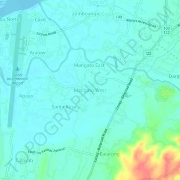 Mappa topografica Mangato West, altitudine, rilievo