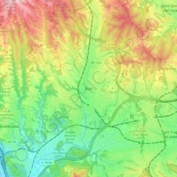 Mappa topografica Rubí, altitudine, rilievo