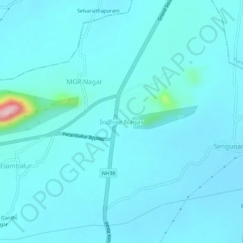 Mappa topografica Indhira Nagar, altitudine, rilievo