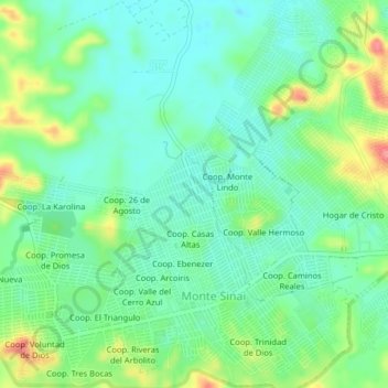 Mappa topografica Coop. Monte Sinai, altitudine, rilievo