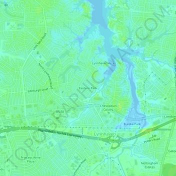 Mappa topografica Eastern Park, altitudine, rilievo