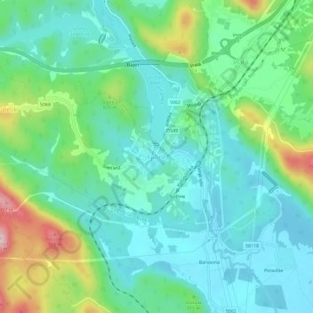Mappa topografica Fusine, altitudine, rilievo