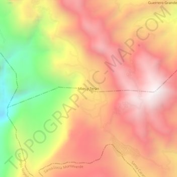 Mappa topografica Mier y Terán, altitudine, rilievo