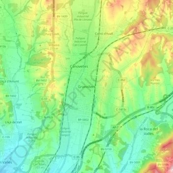 Mappa topografica Granollers, altitudine, rilievo