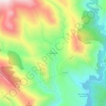 Mappa topografica Fresnedelo, altitudine, rilievo