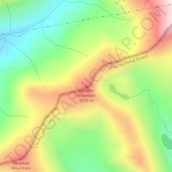 Mappa topografica Decatur Mountain, altitudine, rilievo