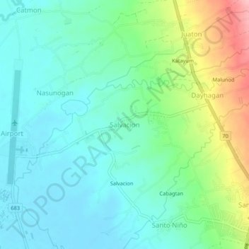 Mappa topografica Salvacion, altitudine, rilievo