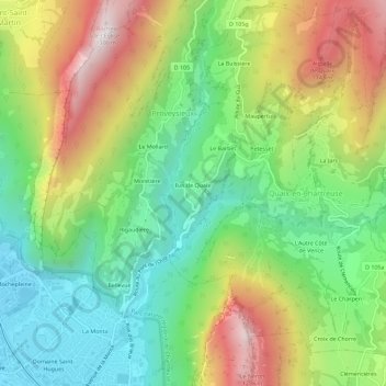Mappa topografica Aujardière, altitudine, rilievo