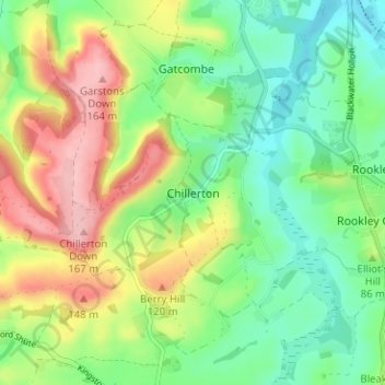 Mappa topografica Chillerton, altitudine, rilievo