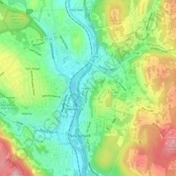 Mappa topografica Union City, altitudine, rilievo