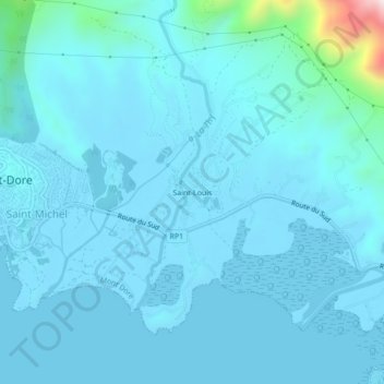 Mappa topografica Saint-Louis, altitudine, rilievo