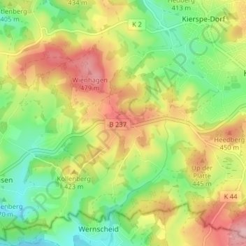 Mappa topografica Dürener Haus, altitudine, rilievo