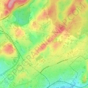 Mappa topografica Montarmot, altitudine, rilievo