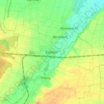 Mappa topografica Radldorf, altitudine, rilievo