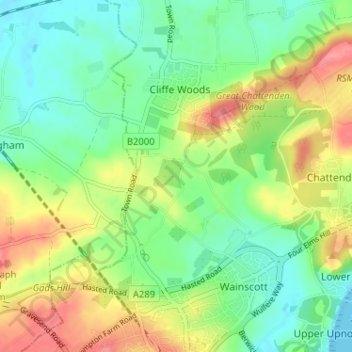 Mappa topografica Silver Street, altitudine, rilievo