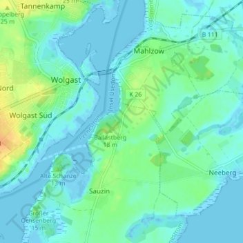 Mappa topografica Holzhäuser, altitudine, rilievo