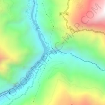 Mappa topografica Dikchu, altitudine, rilievo