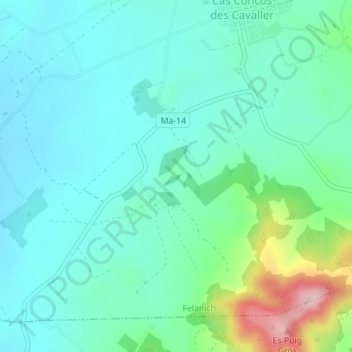 Mappa topografica Turó de sa Galera, altitudine, rilievo