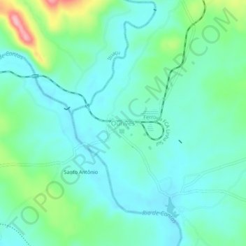 Mappa topografica Ourives, altitudine, rilievo