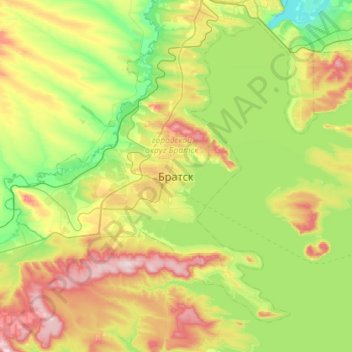 Mappa topografica Bratsk, altitudine, rilievo