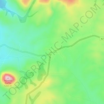Mappa topografica Likok, altitudine, rilievo