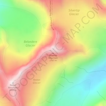 Mappa topografica Silvertip Mountain, altitudine, rilievo