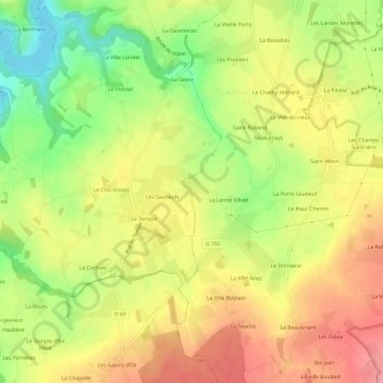 Mappa topografica Le Clay, altitudine, rilievo