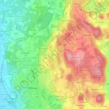 Mappa topografica Dieglishofen, altitudine, rilievo