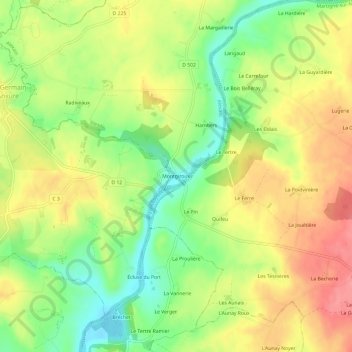 Mappa topografica Montgiroux, altitudine, rilievo