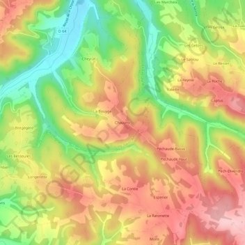 Mappa topografica Chauyroi, altitudine, rilievo