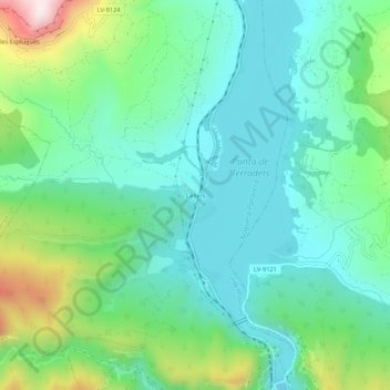 Mappa topografica Cellers, altitudine, rilievo