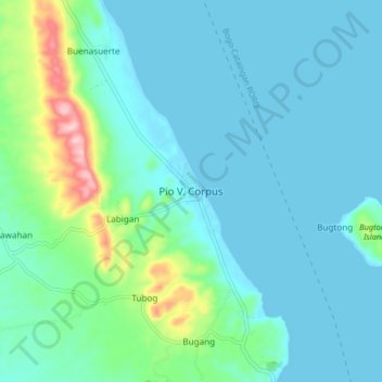 Mappa topografica Pio V. Corpus, altitudine, rilievo