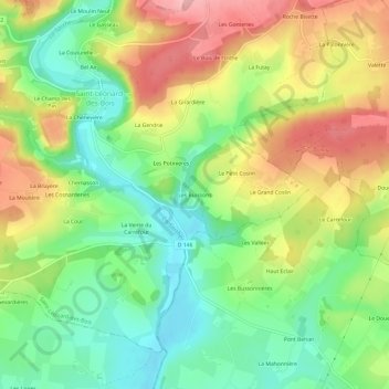 Mappa topografica Les Buissons, altitudine, rilievo