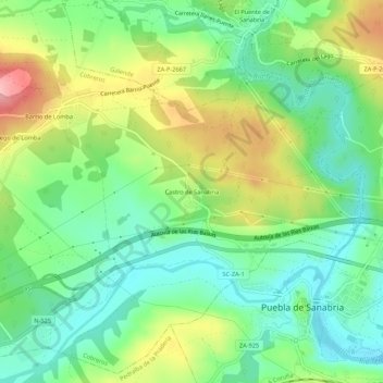 Mappa topografica Castro de Sanabria, altitudine, rilievo