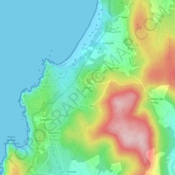 Mappa topografica Buxán, altitudine, rilievo