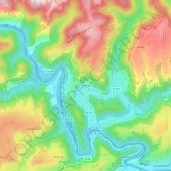 Mappa topografica Mal Pas, altitudine, rilievo