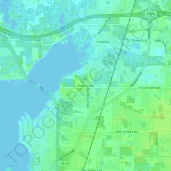 Mappa topografica Palm View, altitudine, rilievo
