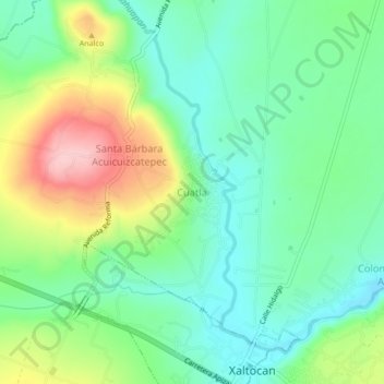 Mappa topografica Cuatla, altitudine, rilievo