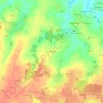 Mappa topografica Les Tertreaux, altitudine, rilievo
